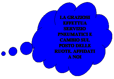 Fumetto 4: LA GRAZIOSI EFFETTUA SERVIZIO PNEUMATICI E CAMBIO SUL POSTO DELLE RUOTE. AFFIDATI A NOI 
 SICUREZZA.
